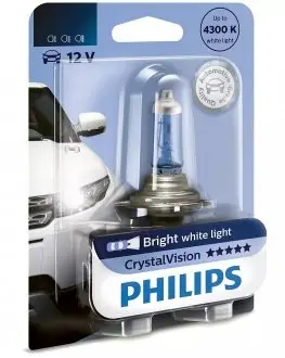 Автолампа H4 12V 60/55W P43t-38 Cristal Vision 1шт blister 4300K PHILIPS 12342 CVB1