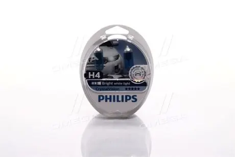 Лампа накаливания h4 12v 60/55w p43t-38 cristal vision + 2x w5w 4300k PHILIPS 12342CVS2
