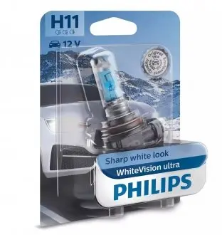 Автолампа H11 12V 55W PGJ19-2 Cristal Vision 1шт blister 4300K PHILIPS 12362 CVB1