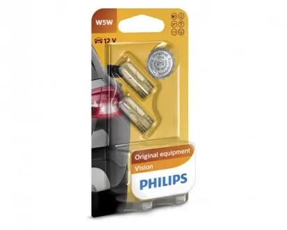 Лампа накаливания W5W 12V 5W (2шт) PHILIPS 12961 B2