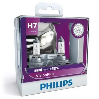 Комплект ламп h7 12v 55w Visionplus +60% PHILIPS 12972VPS2