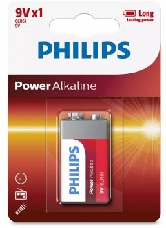 Батарейка 6LR61/ 9V Power Alkaline Blister 1шт (крона) PHILIPS 6LR61P1B/10