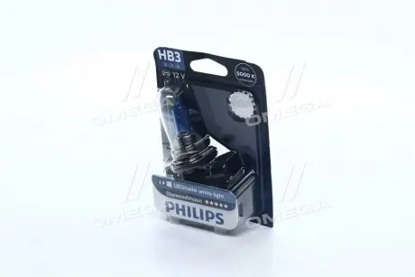Лампа накаливания hb3 12v 65w p20d diamond vision 5000k (blister 1шт) PHILIPS 9005DVB1