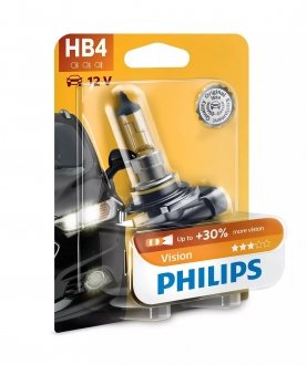 Лампа накаливания HB4 12V 55W P22d Vision +30 1шт blister PHILIPS 9006PRB1