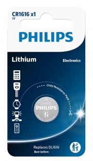 Батарейка CR1616 Lithium - 3.0V (16.0 x 1.6) 1шт PHILIPS CR1616/00B