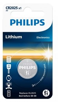 Батарейка CR2025 Lithium - 3.0V (20.0 x 2.5) 1шт PHILIPS CR2025/01B