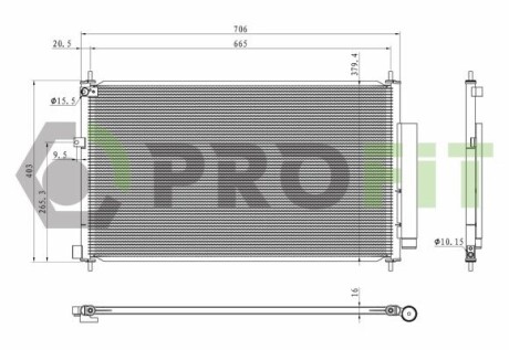 Радіатор кондиціонера PROFIT 1770-0207