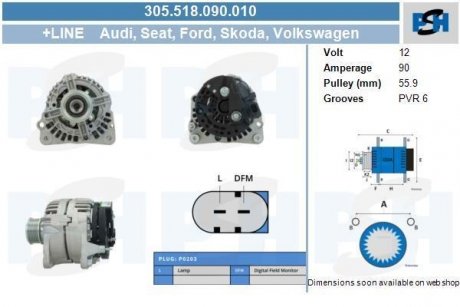 Генератор Volkswagen 90A PSH 305518090010