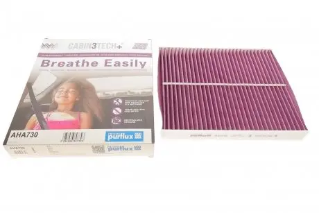 Фільтр салону VW Polo 1.0TSI/2.0GTI/Seat Ibiza 1.0TSI/1.6TDI 17- (антибактеріальний) Purflux AHA730