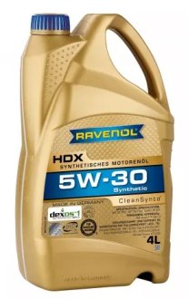 Моторное масло HDX SAE 5W-30 (4L) RAVENOL 1111125-004 (фото 1)