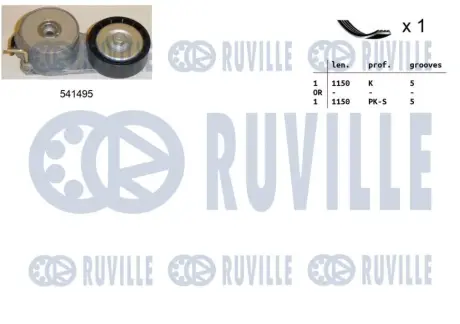 FIAT К-кт ГРМ (ролик + ремінь) DOBLO 1.4 10-, OPEL COMBO Tour 1.4 12-, ALFA ROMEO MITO 1.4 11-18 RUVILLE 570070