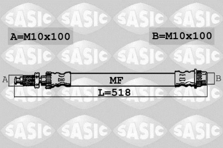 Шланг торм. передний (518 мм), 96-06 SASIC 6600009 (фото 1)