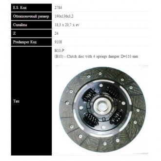 VW Диск сцепления GOLF,POLO 1.0-1.3 (190мм, 4 пружины) Sassone 2784 ST
