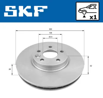 FORD гальмівний диск передн.Monder 07- S-Max 06- Kuga 08- Galaxy 06- SKF VKBD 80056 V1