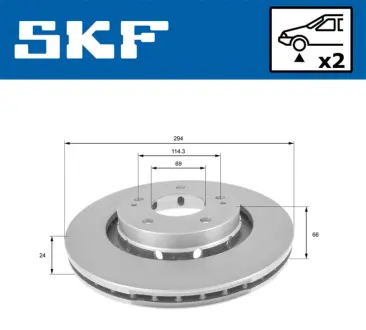 MITSUBISHI диск гальмівний передн.Outlander 03- SKF VKBD 80127 V2