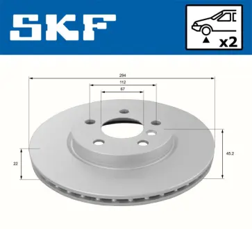 Диск гальм. передн. BMW 2 SKF VKBD 80154 V2
