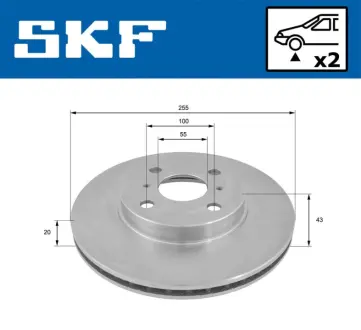 TOYOTA гальмівний диск передн.Yaris 00-05 SKF VKBD 80839 V2