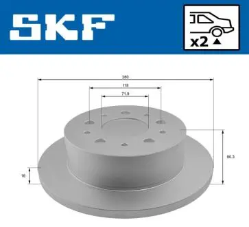 SKFCITROEN диск гальмівний задн.Jumper,Fiat Ducato,Peugeot Boxer 06- SKF VKBD 90065 S2