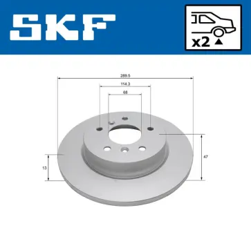 NISSAN гальмівний диск задн.Qashqai 13- SKF VKBD 90457 S2