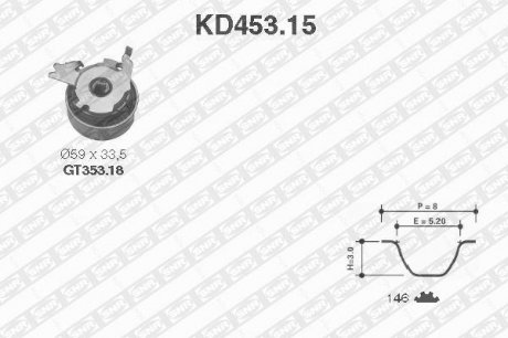 Комплект ремня грм с роликами SNR KD453.15 (фото 1)