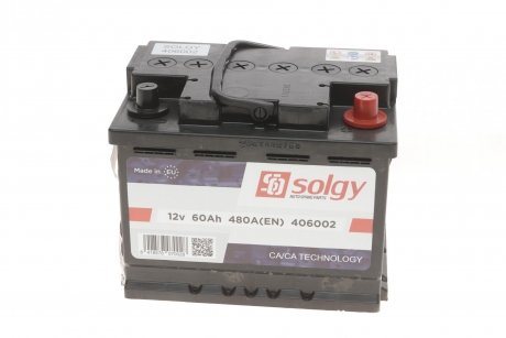 Аккумуляторна батарея 60Ah/480A (242x175x190/+R) Solgy 406002