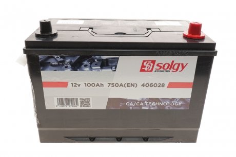 Акумуляторна батарея 100Ah/750A (303x175x227/+R/B01) (Азія) Solgy 406028