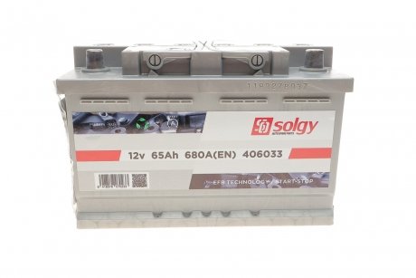 Акумуляторна батарея 65Ah/680A (278x175x175/+R/B13) (Start-Stop EFB) Solgy 406033 (фото 1)