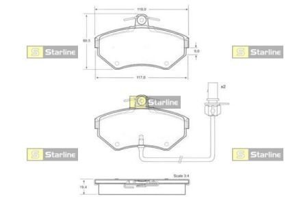 Комплект гальмівних колодок STARLINE BD S144