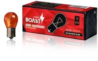 Лампа 24v 21w (цоколь)(желтая) ba15s (кратно 10) STARTVOLT VL-BA15S-06 (фото 1)