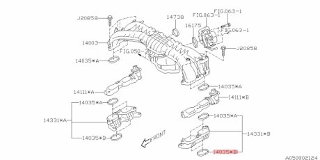 Прокладка коллектора SUBARU 14035AA630