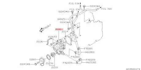 Насос водяной двигателя SUBARU 21111AA280