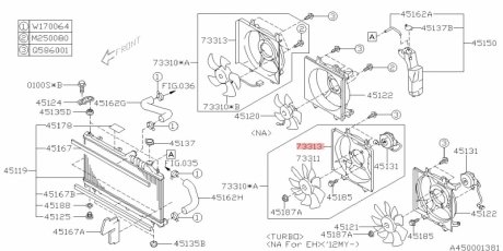 Кожух вентилятора радиатора охлаждения SUBARU 73313FJ001