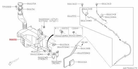 Бачок омывателя Forester S12 2008-2013 SUBARU 86631SC010