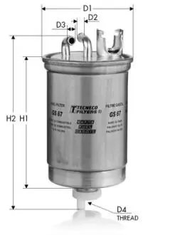 Фільтр паливний VW 1,6/1,9D/TD/TDI 87- (з підігрівом) Tecneco GS67