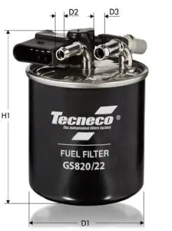 Фільтр паливний з датчиком води MB A (W176) 160CDI/180CDI 12-18/B (W246/W242) 13-18/GLA (X156) 14- Tecneco GS820/22
