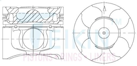 Поршни +0.50mm Alfin Gallery (к-кт на мотор) 4D56T Mitsubishi L200/Pajero Sport с 2010г TEIKIN 43300AGSTD