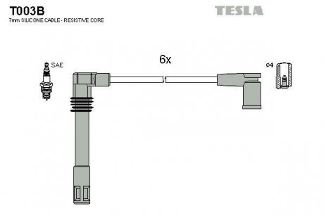Комплект проводов зажигания TESLA T003B (фото 1)