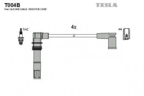 Комплект проводов зажигания TESLA T004B