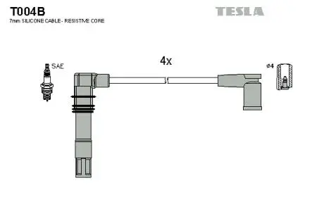 Комплект проводов зажигания TESLA T004B