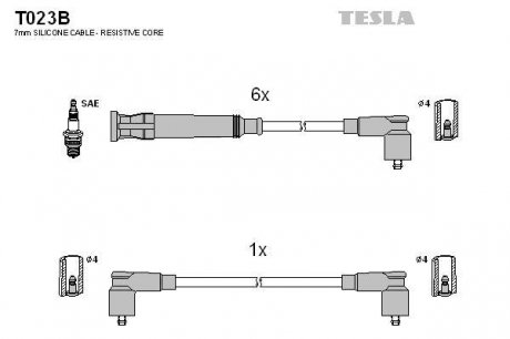 Комплект проводов зажигания TESLA T023B (фото 1)