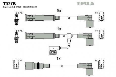 Комплект проводов зажигания TESLA T027B (фото 1)