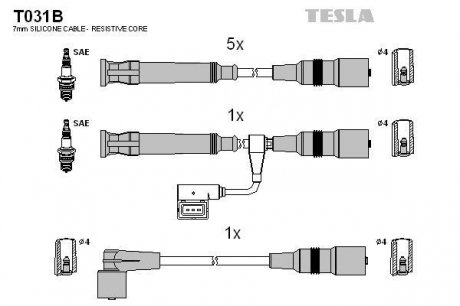 Комплект проводов зажигания TESLA T031B (фото 1)