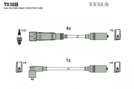 Комплект кабелiв запалювання TESLA T038B (фото 1)