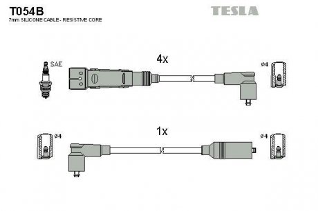 Комплект проводов зажигания TESLA T054B (фото 1)