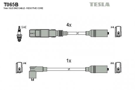Комплект проводов зажигания TESLA T065B (фото 1)