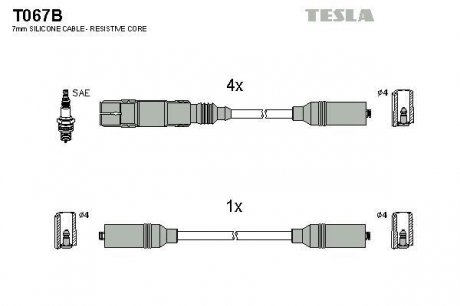 Комплект проводов зажигания TESLA T067B (фото 1)
