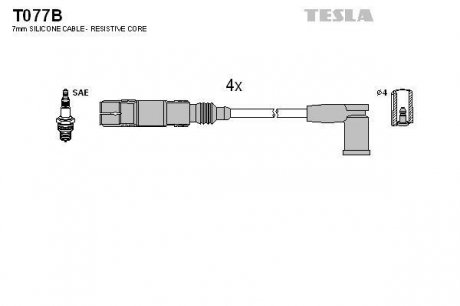 Комплект проводов зажигания TESLA T077B (фото 1)