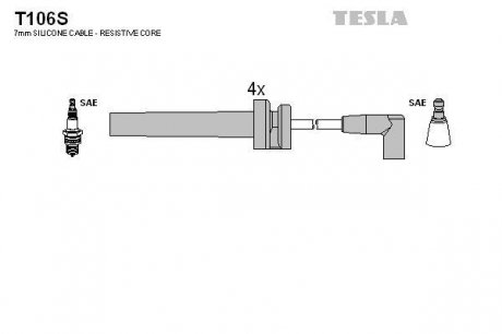 Комплект кабелiв запалювання TESLA T106S (фото 1)