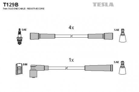 Комплект проводов зажигания TESLA T129B (фото 1)