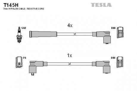 Комплект проводов зажигания TESLA T145H (фото 1)